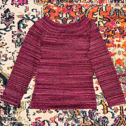 Nine & Company Pink Sparkly Striped Long Sleeve, M