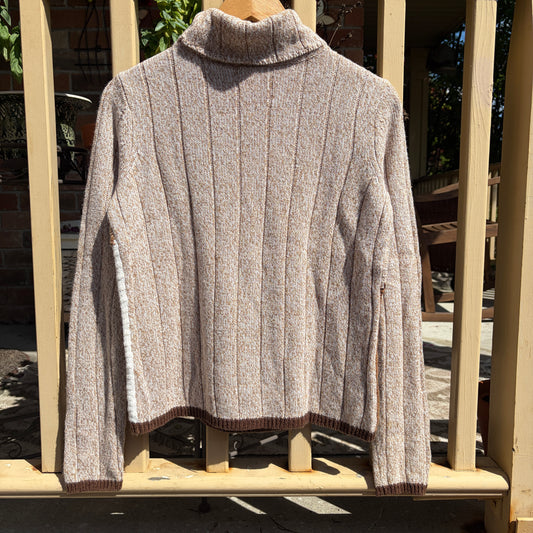 Patchwork Knit Turtle Neck Sweater, S