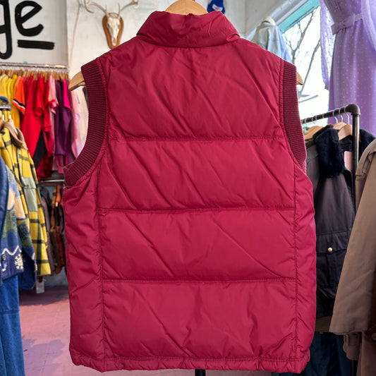 Red Down Filled Puffer Vest, M