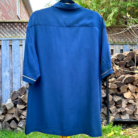 Nat Nast Luxury Original Silk Button-Up, L - Cherry Buzz