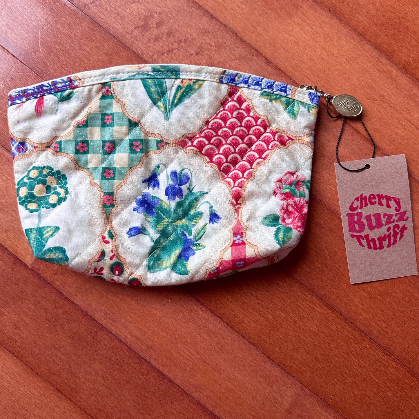 Maggie B Cottage Core Quilted Dead Stock Makeup Bag