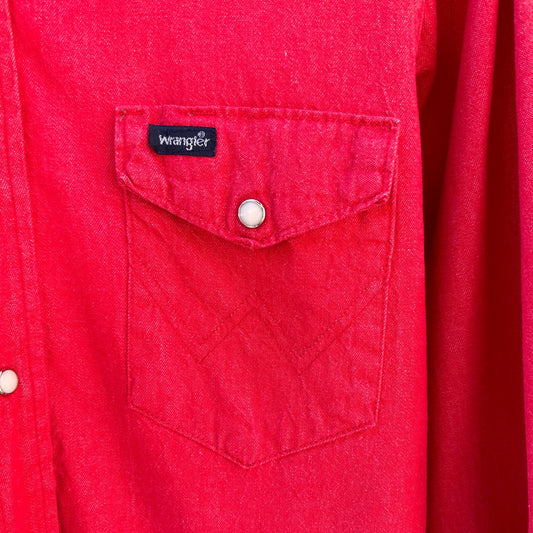 Wrangler Vintage Red Button Down, M - Cherry Buzz