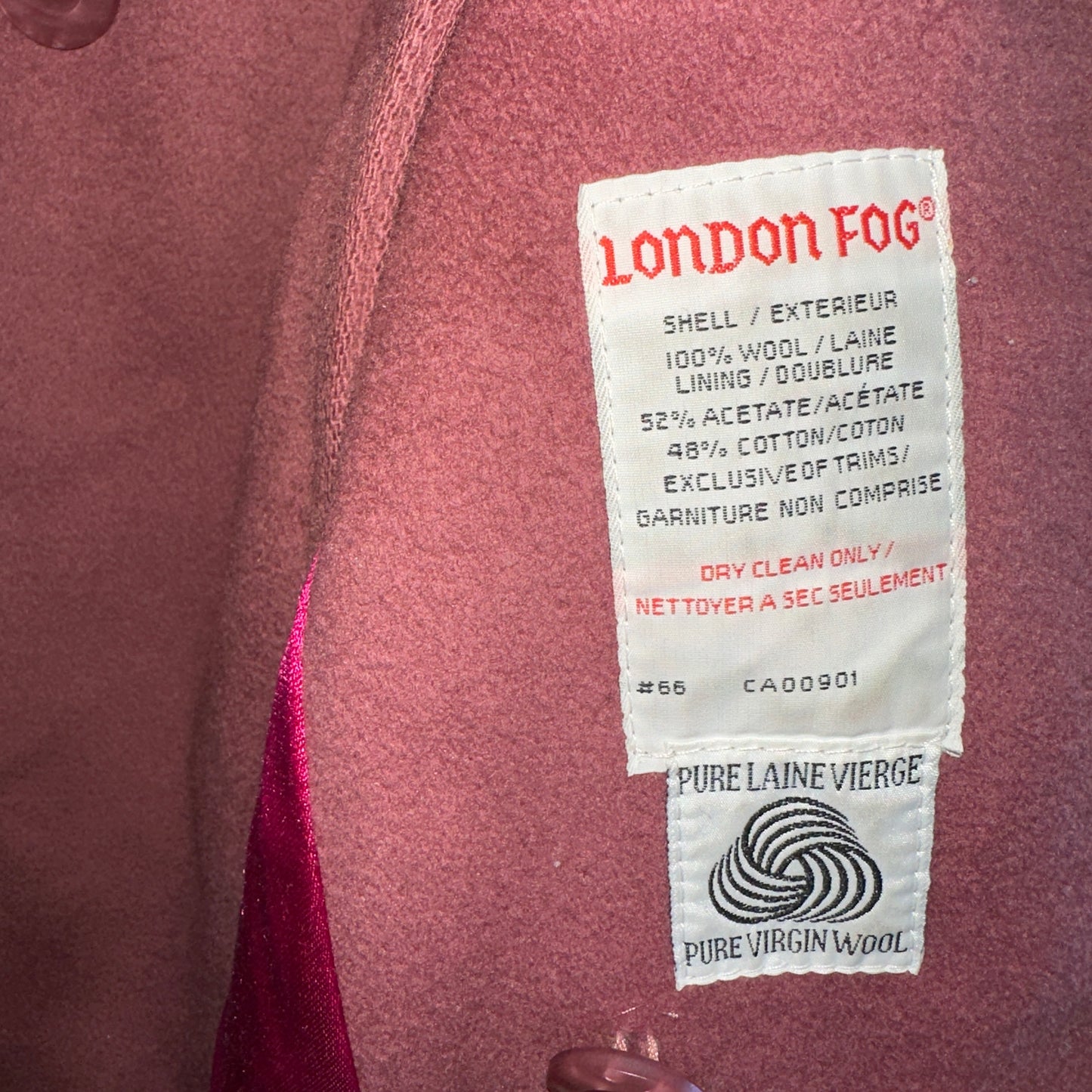 London Fog Pink Wool Coat, 8-M - Cherry Buzz
