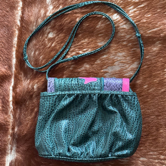 Vintage Nas Bag Faux Leather Snake Skin Pattern Patchwork Purse