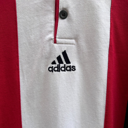 Vintage Adidas Tri-Colour Quarter Button Up, L - Cherry Buzz