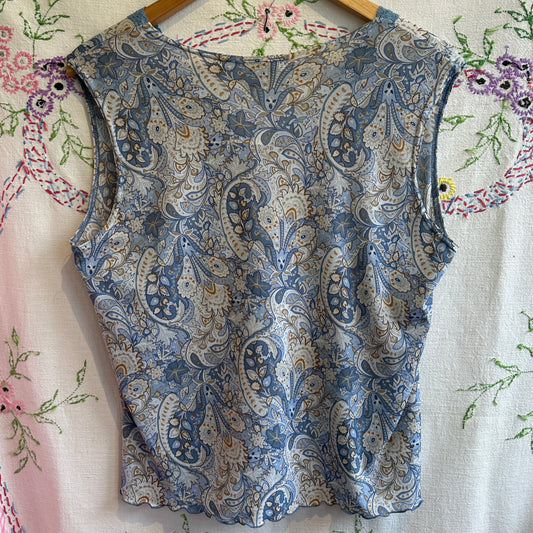 Vanderbilt Blue Paisley Top, M
