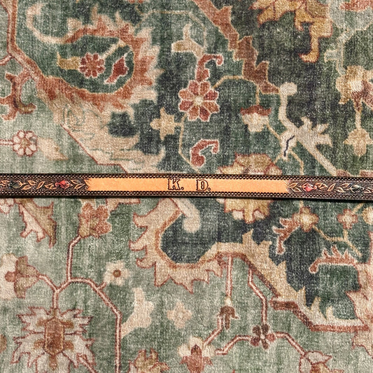 Brown Leather Stamped Full Grain Cow Hide Belt, 39"-41"