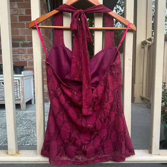 Le Chateau Burgundy Halter Top, L