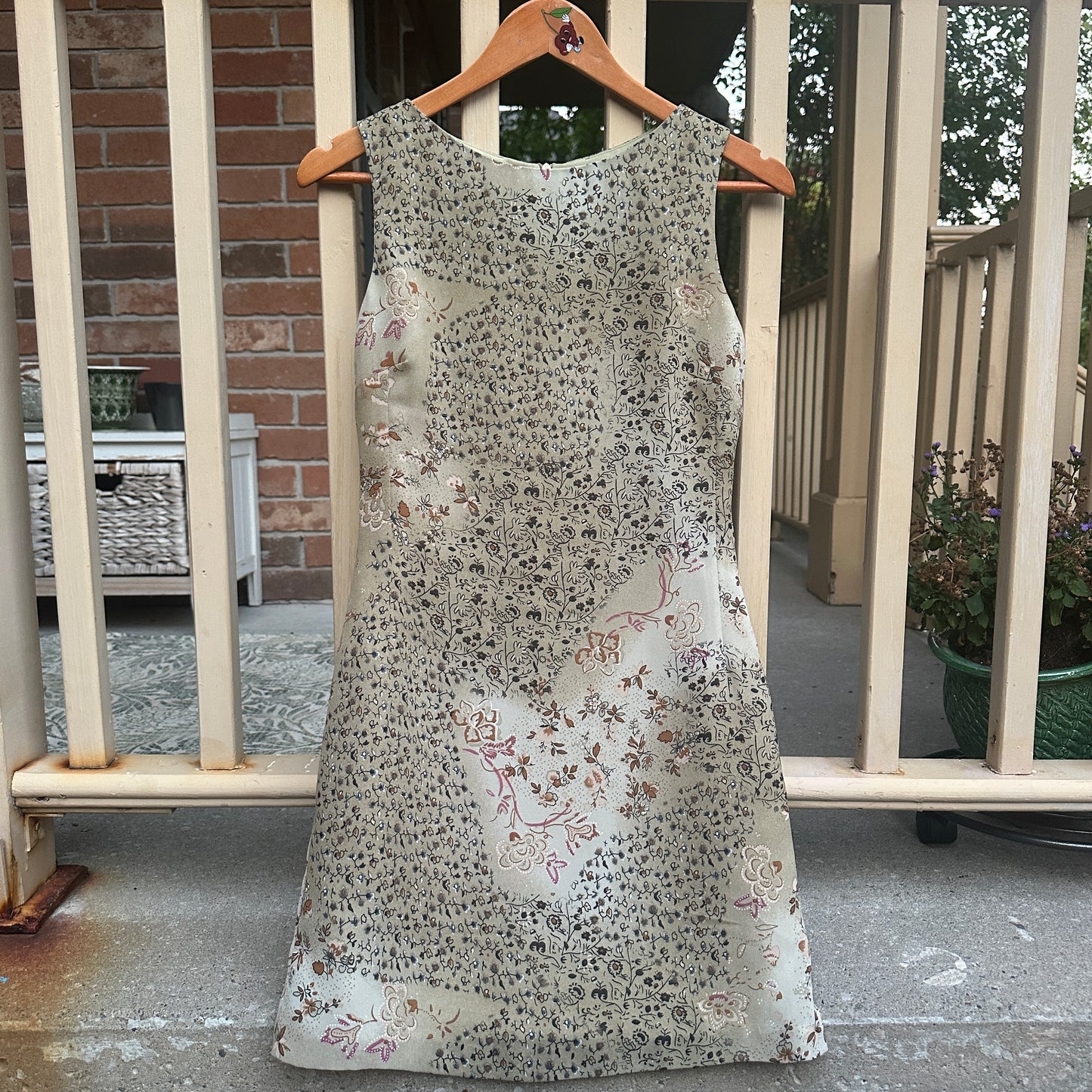 Green Floral Mini Dress, S