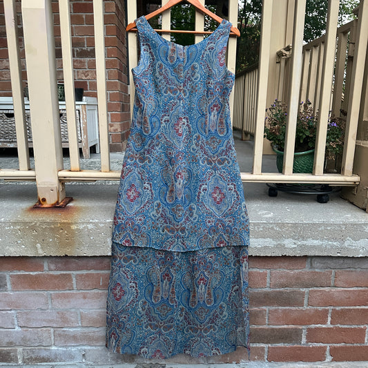 Blue Paisley Maxi Dress, M