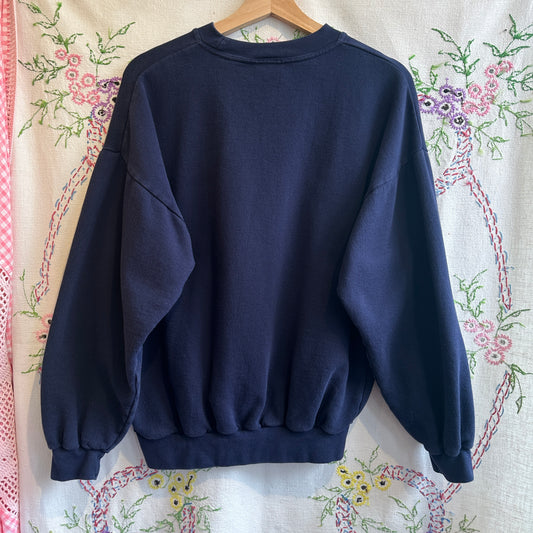 Navy Blue Bermuda Embroidered Crew Neck, M
