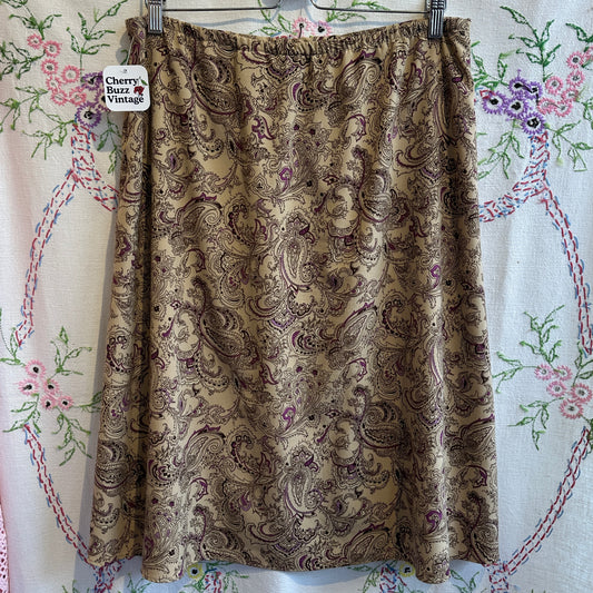 Beige and Purple Paisley Skirt, 34"