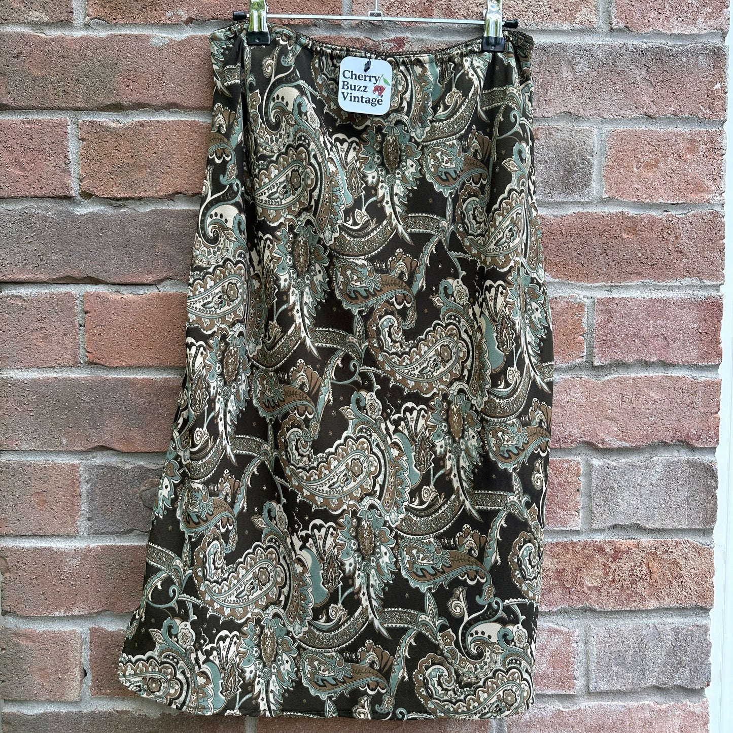 Green Paisley Skirt, 27"