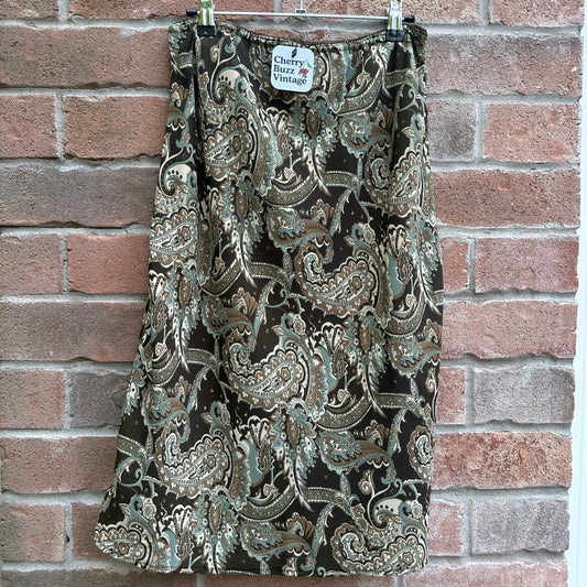 Green Paisley Skirt, 27"