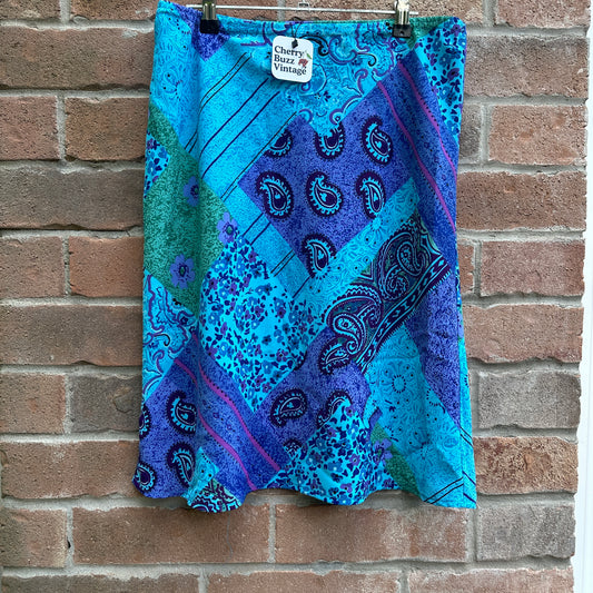 Blue and Purple Paisley Skirt, 32"