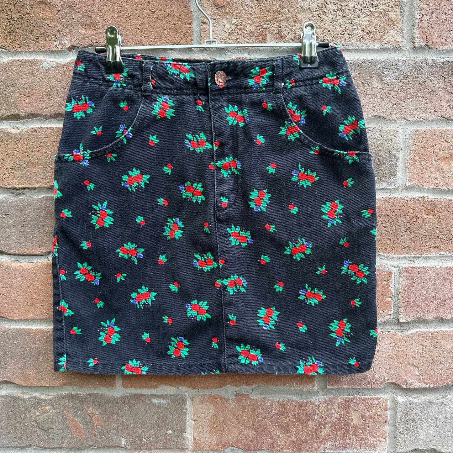 Esprit Black Floral Denim Skirt, 26"