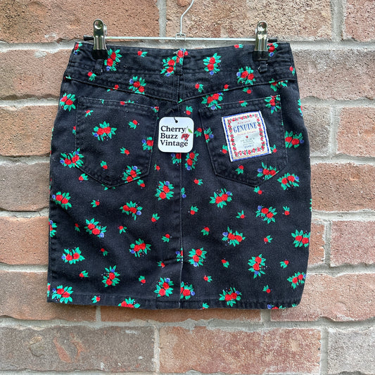 Esprit Black Floral Denim Skirt, 26"