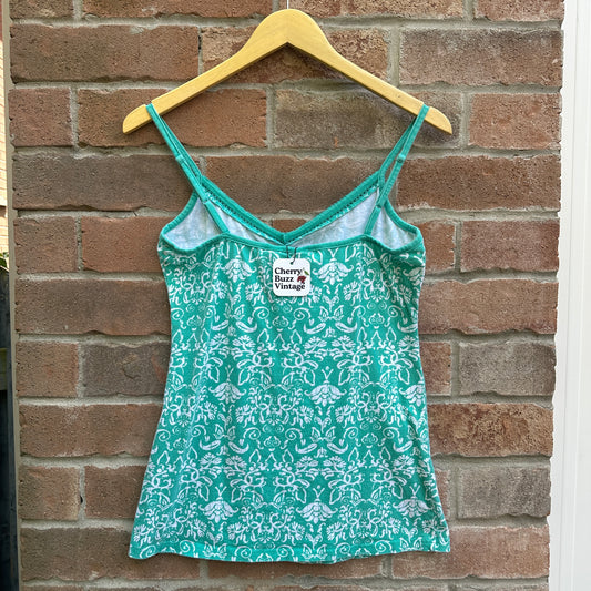 Turquoise Floral Tank Top, XL