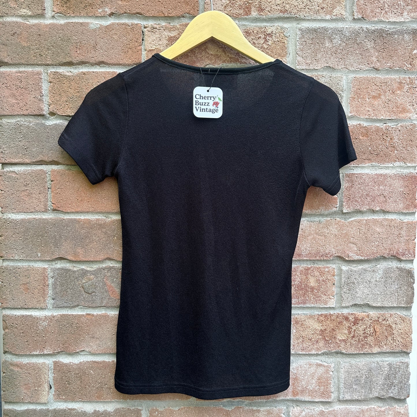Black Mesh Floral Top, S