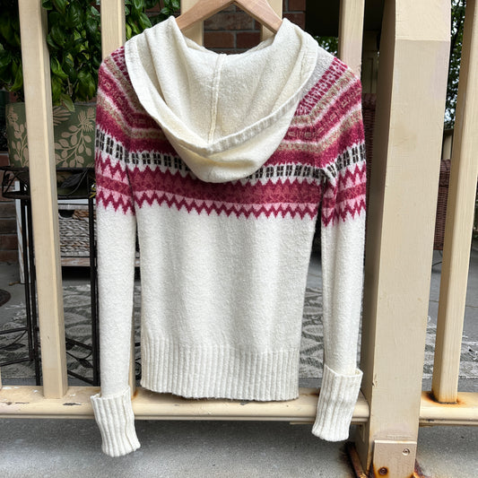 725 Beige Knit Hoodie, M