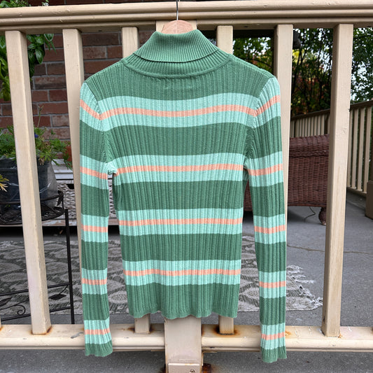 Cherokee Green Ribbed Long Sleeve Turtle Neck, L