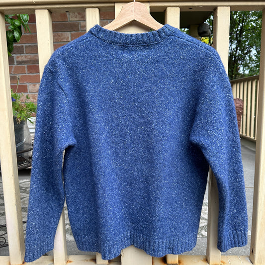 Acrylic-Silk Blue Knit Sweater, M