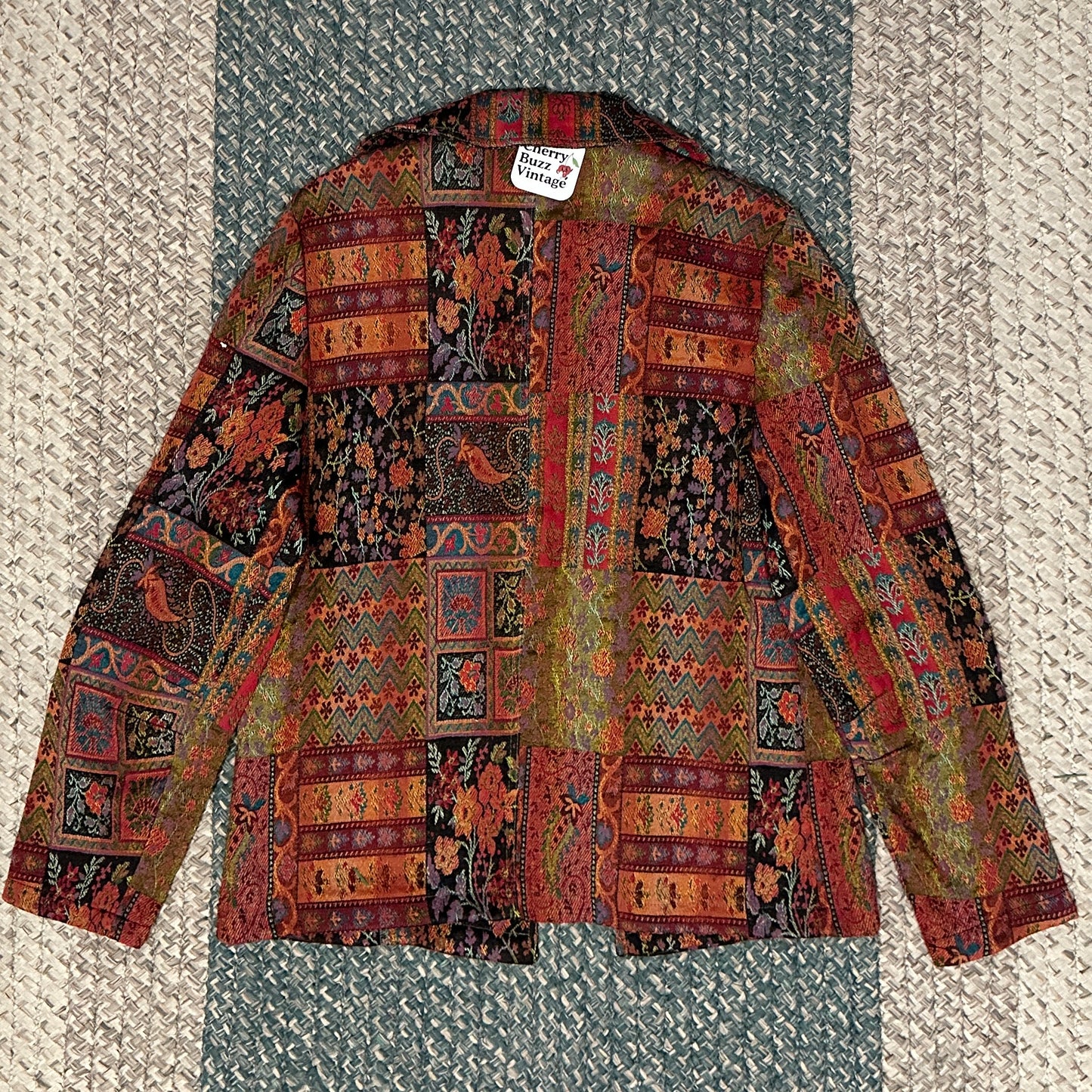 Jewel Tone Patchwork Blazer, M