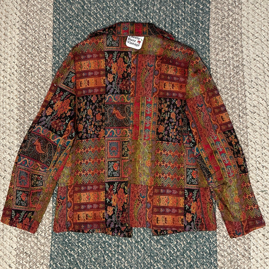 Jewel Tone Patchwork Blazer, M