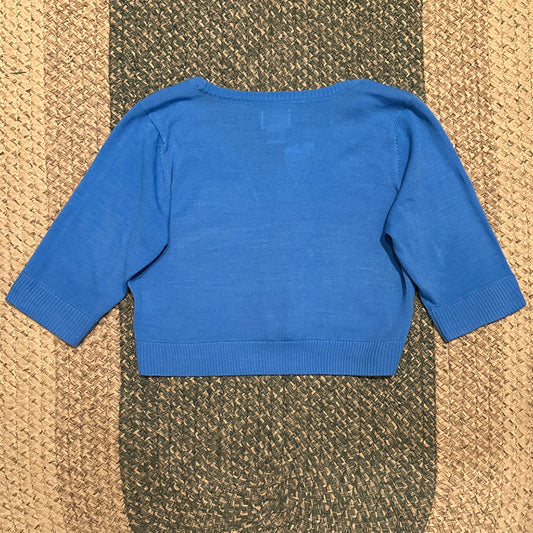 725 Blue Cropped 3/4 Sleeve Cardigan, 2XL