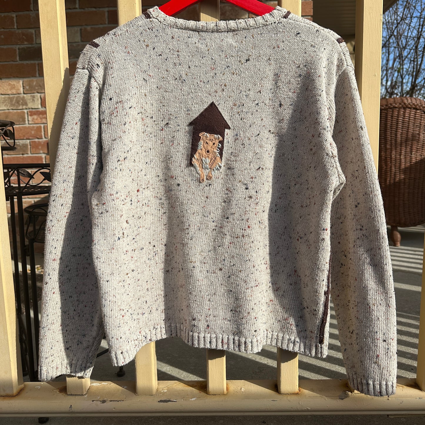 Beige Knit Dog Cardigan, M