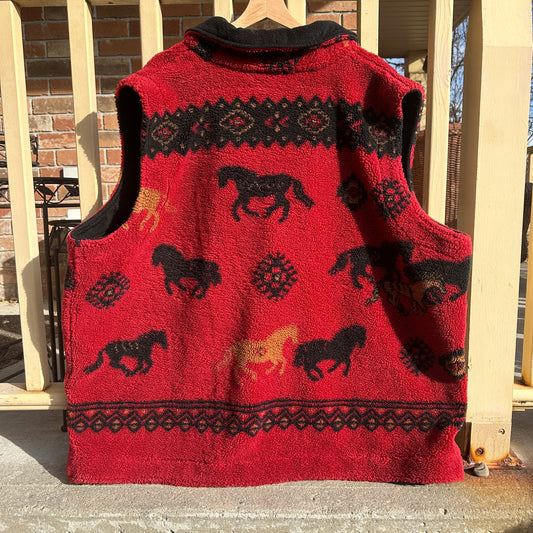 Fleece Vest with Horses, XXXL