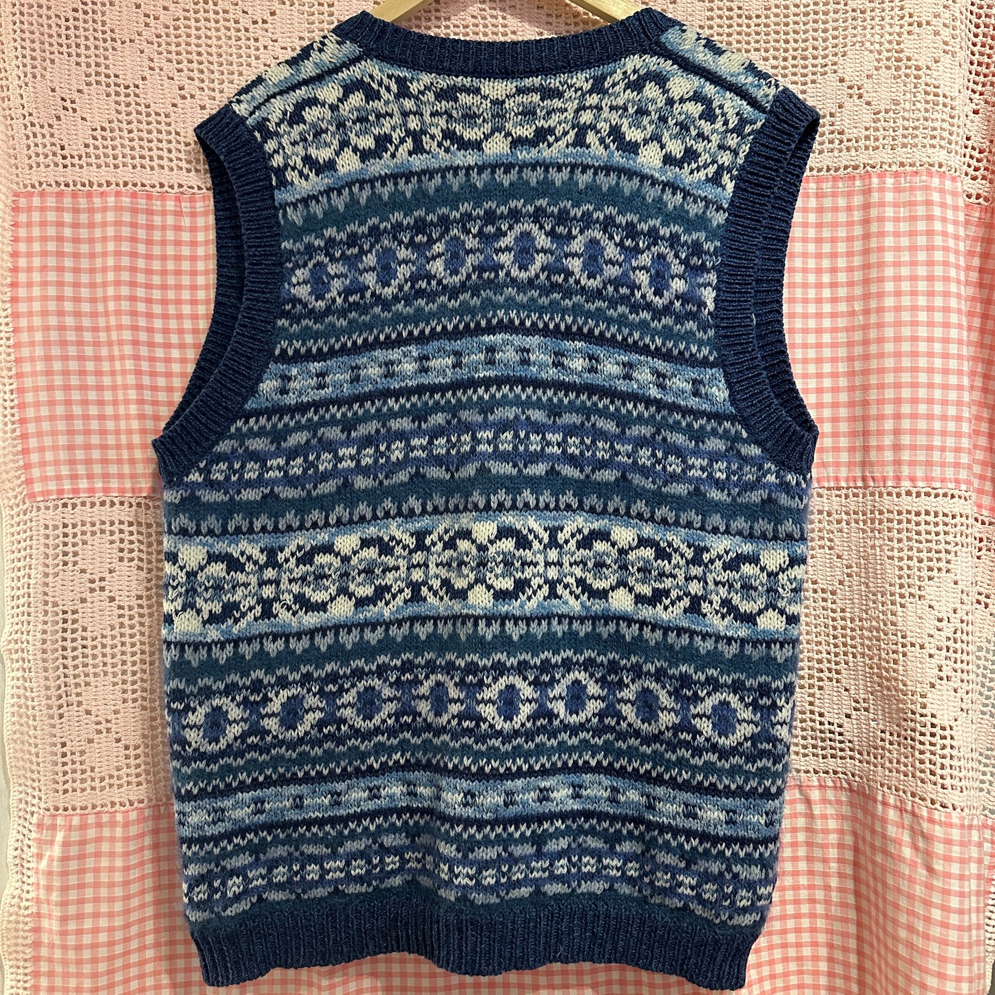 Susan Bristol Blue Knit Vest, XL