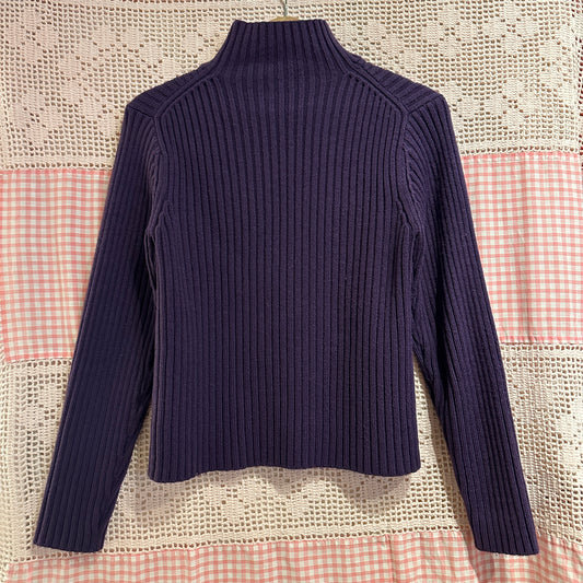 Purple Zip-Up Sweater, S