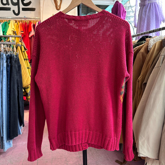 Evan Picone Hand Knit Red Cardigan, S