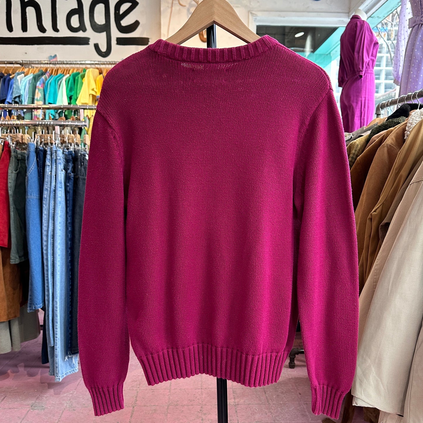 Chaps Burgundy Cotton Crew Neck, S