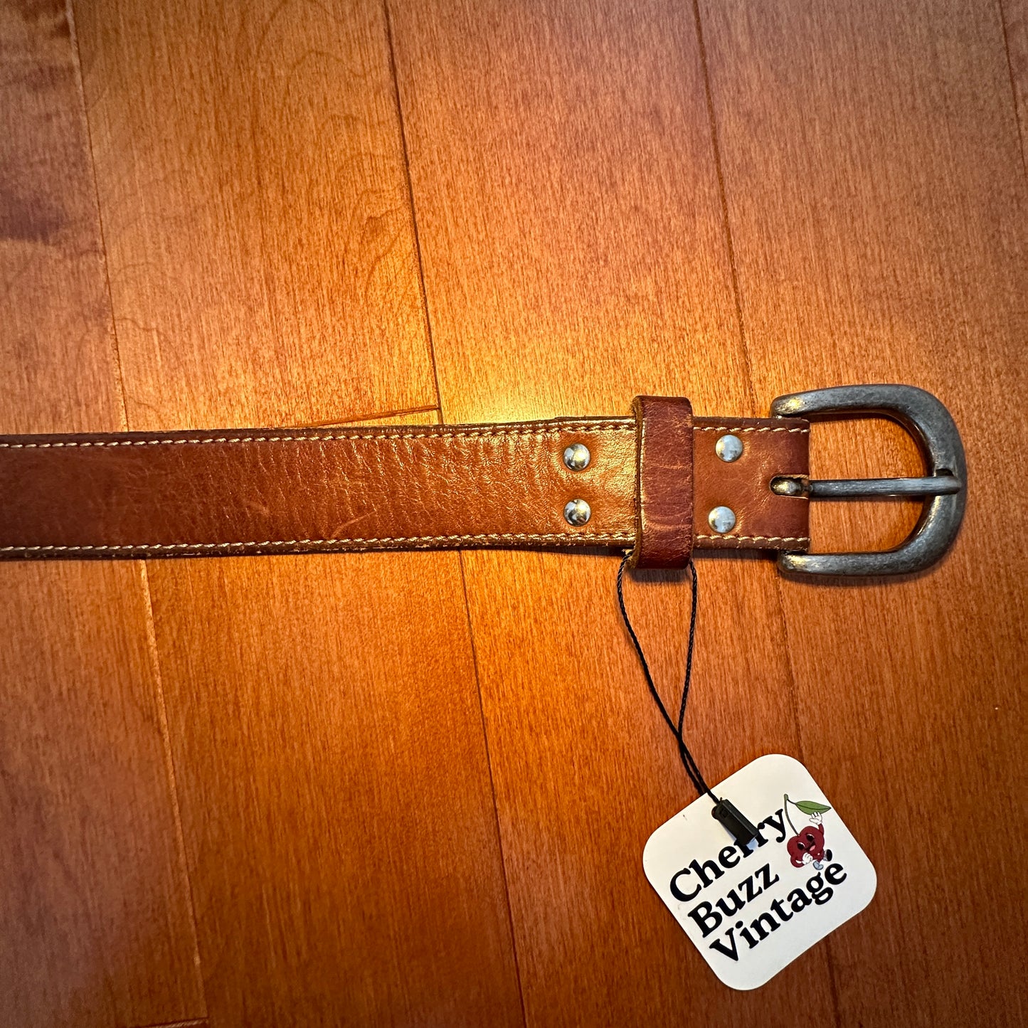 Roots Cognac Leather Belt, 24"