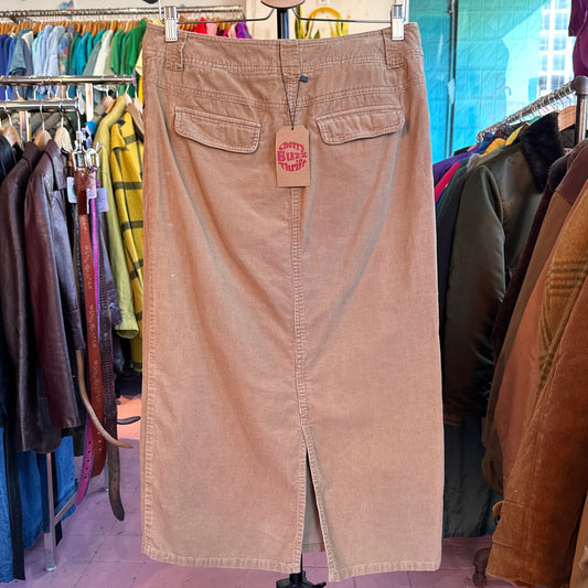 Camel Corduroy Midi Skirt, M