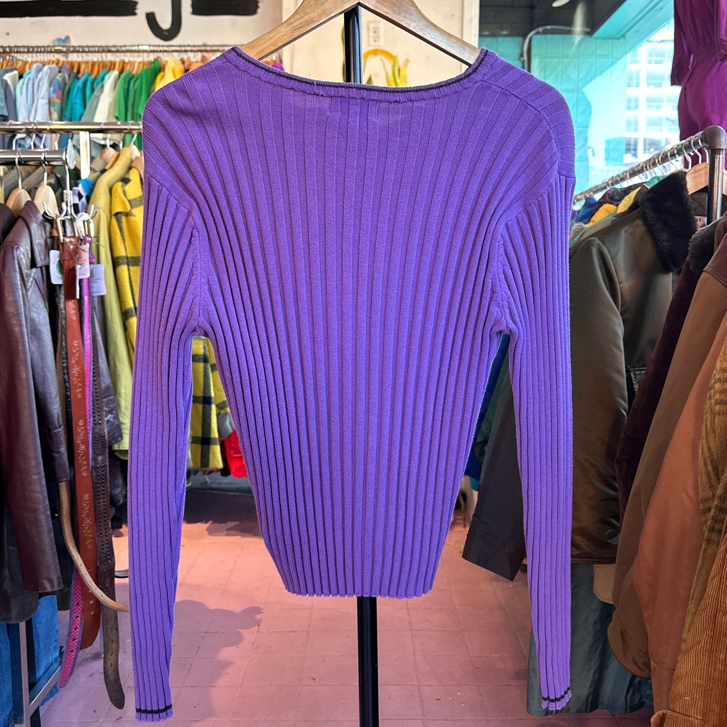 Polo Jeans Co. Purple Ribbed Long Sleeve, M