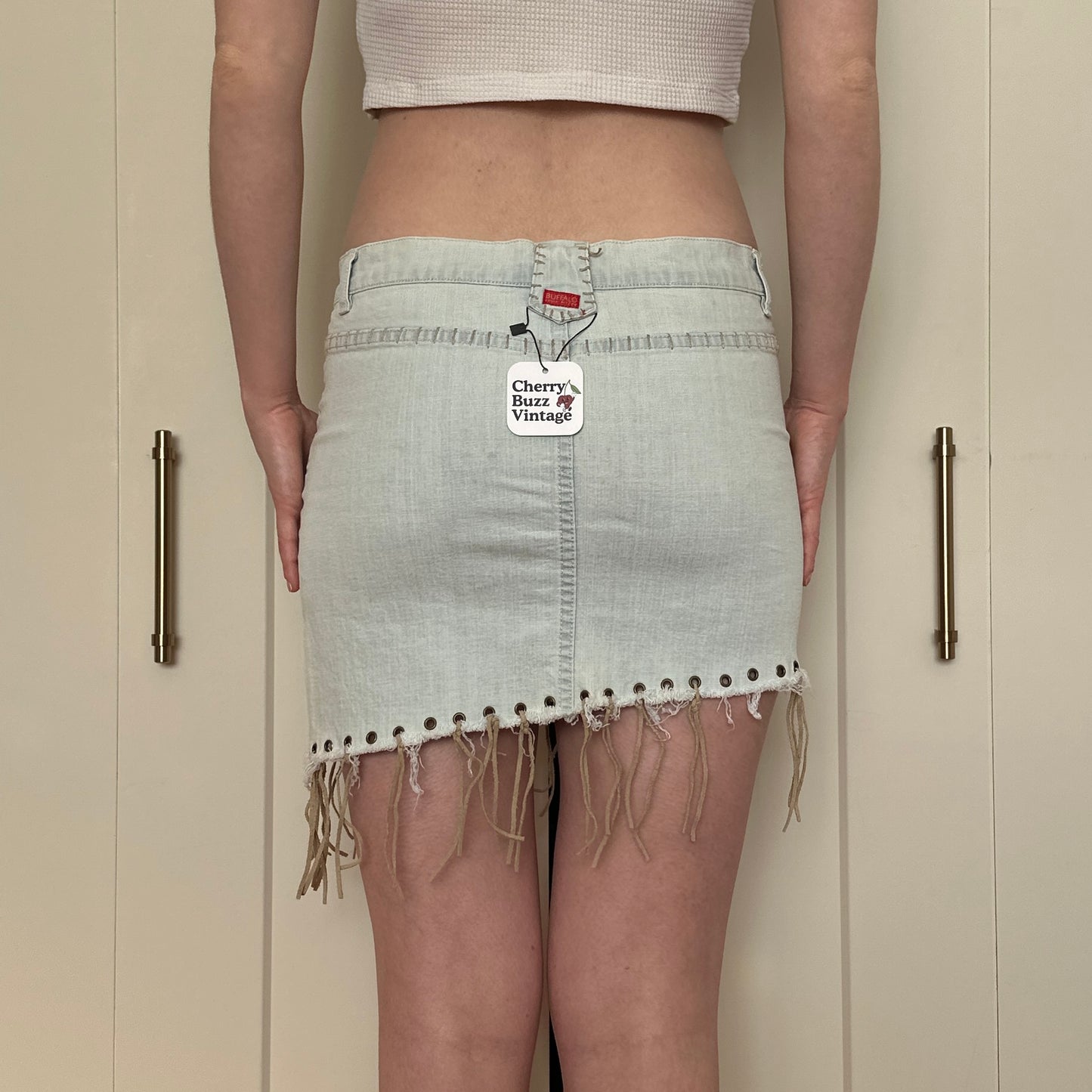 Buffalo David Bitton Fringe Denim Skirt, S