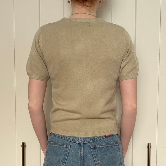 Beige Cashmere T-Shirt, S