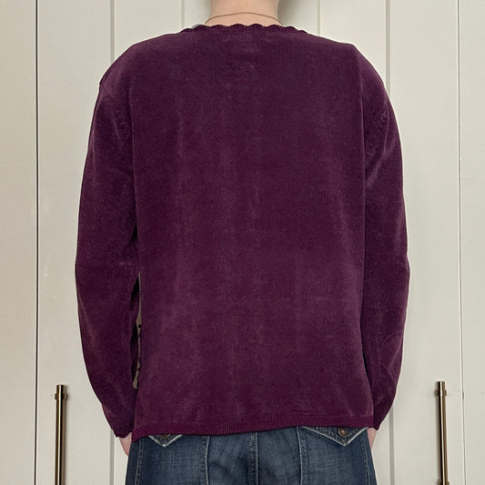 Purple Beaded Cardigan, M