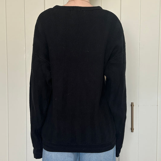 Chaps Ralph Lauren Black Knit Crewneck, M