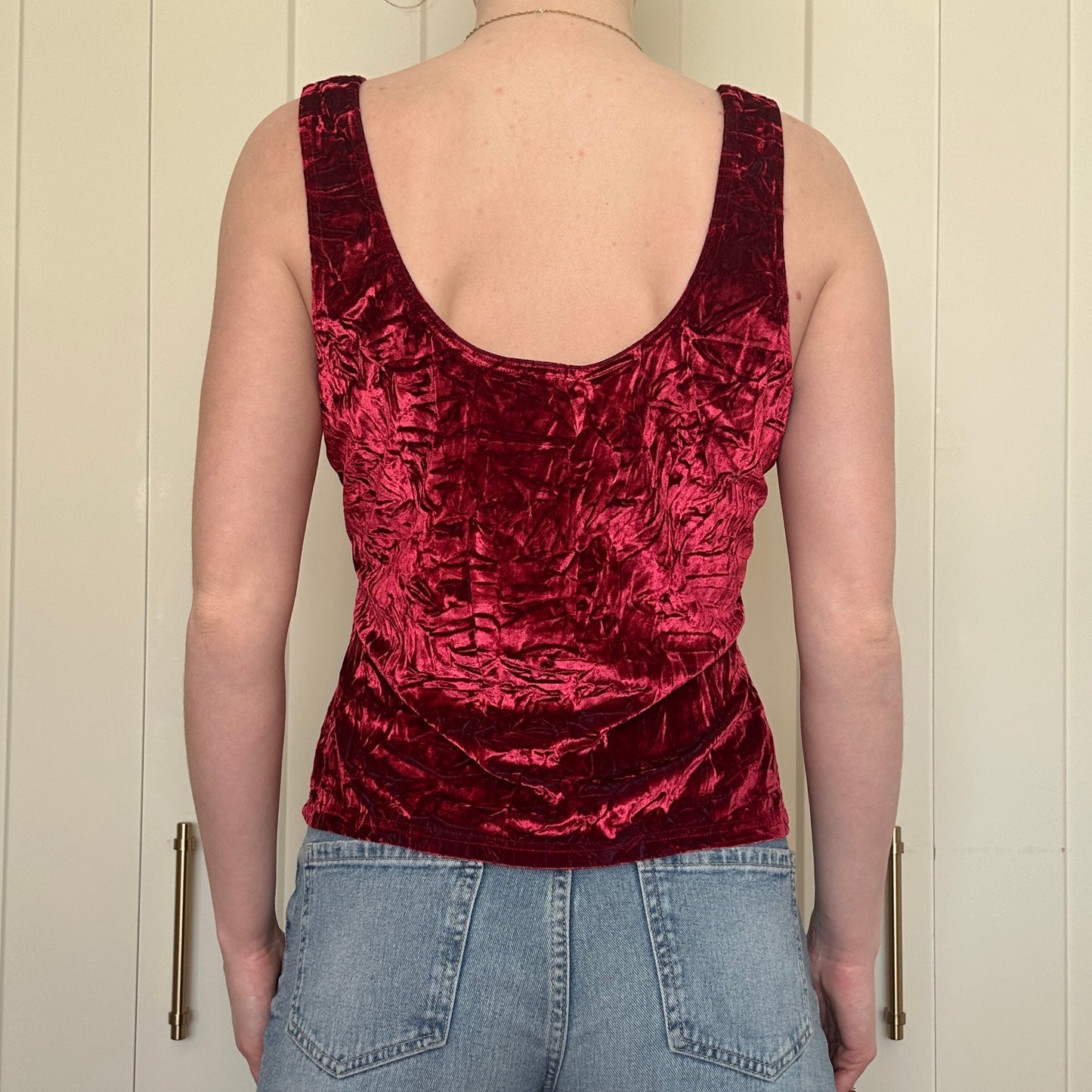Red Crushed Velvet Top, M