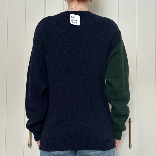 Crocodile Wool Argyle Sweater, L