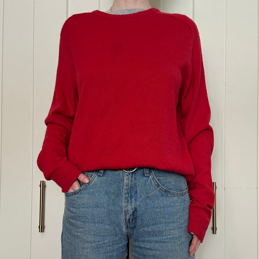 Just Casual Red Wool Crewneck, L