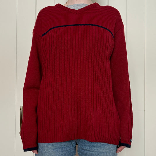 Point Zero Red Knit Sweater, L