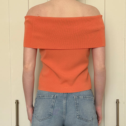 Studio G Orange Off the Shoulder Shirt, M