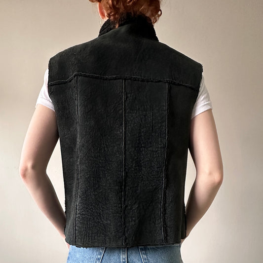 Black Leather Vest, M