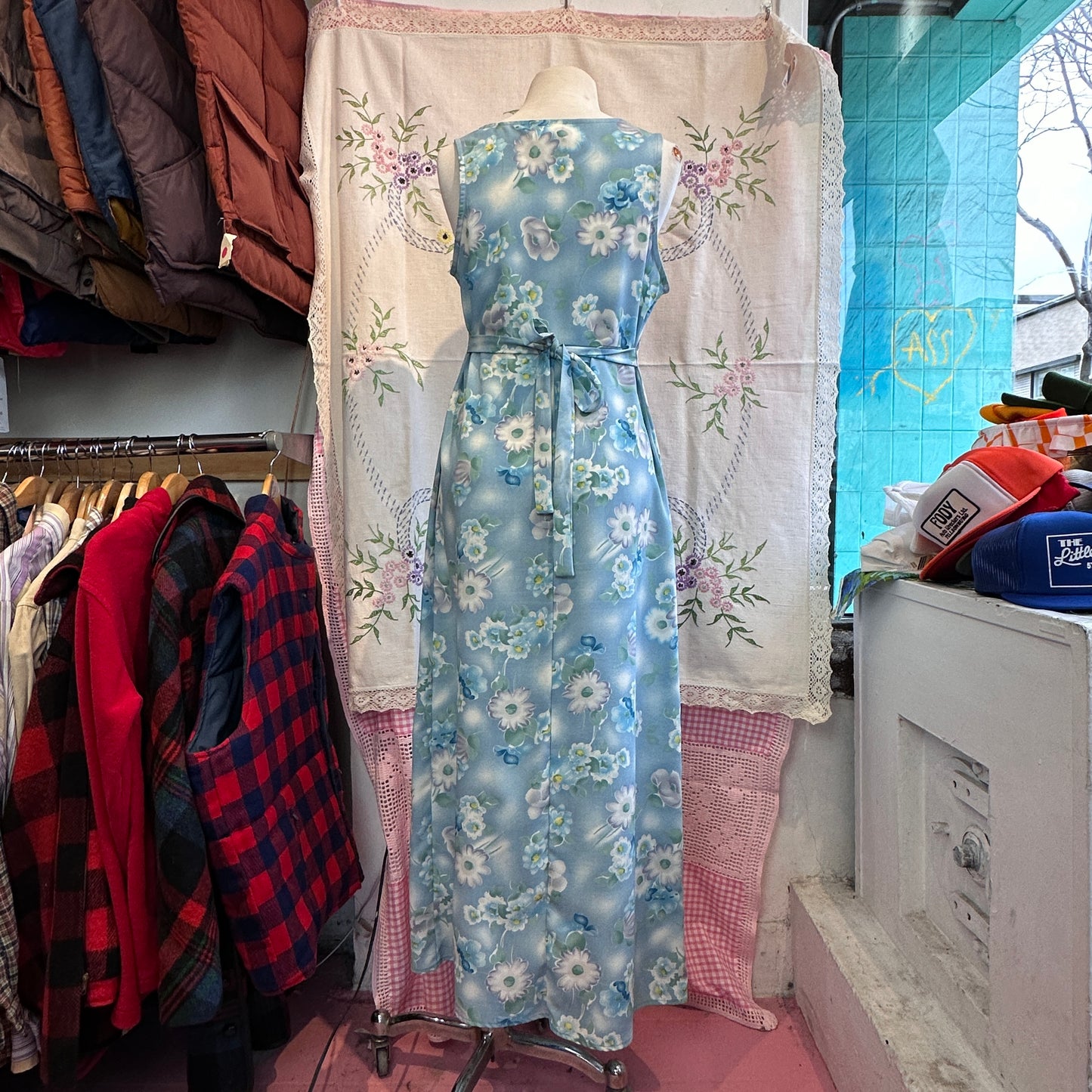 Blue Floral Maxi Dress, M