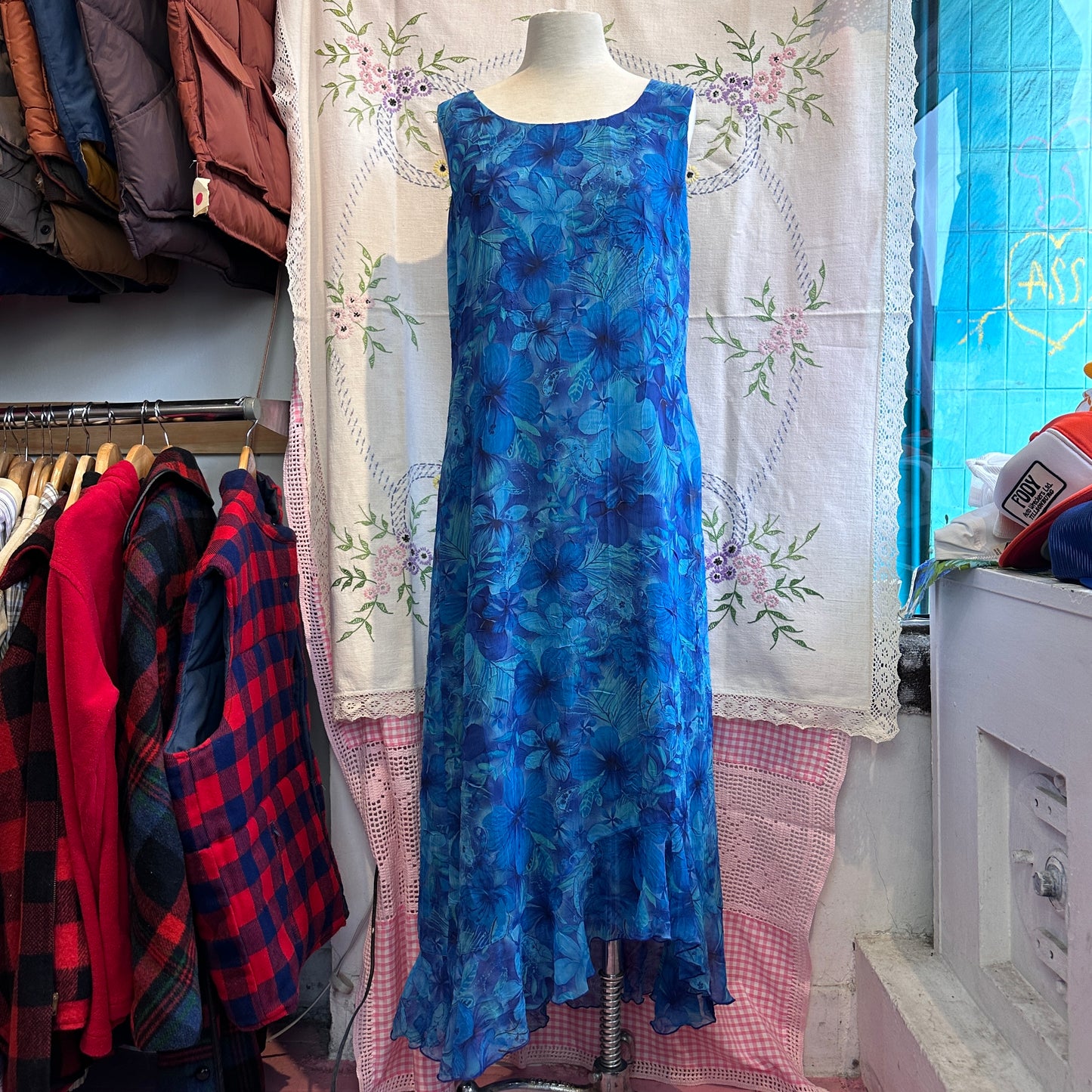 Blue Floral Dress, S